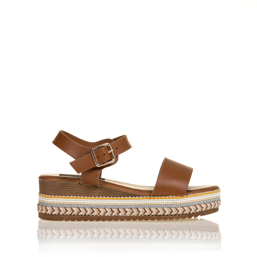 Flatforms κάμελ δερματίνη με σχέδιο στη σόλα ΚΑΜΕΛ