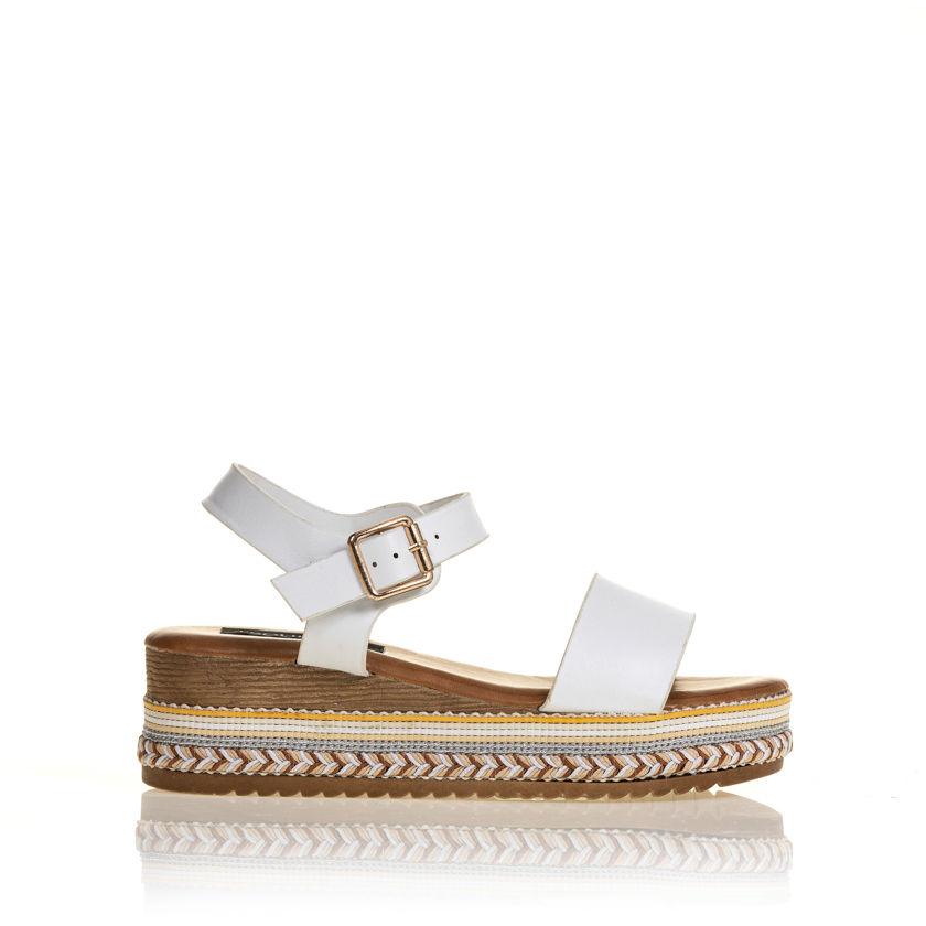 Flatforms λευκά δερματίνη με σχέδιο στη σόλα ΛΕΥΚΟ