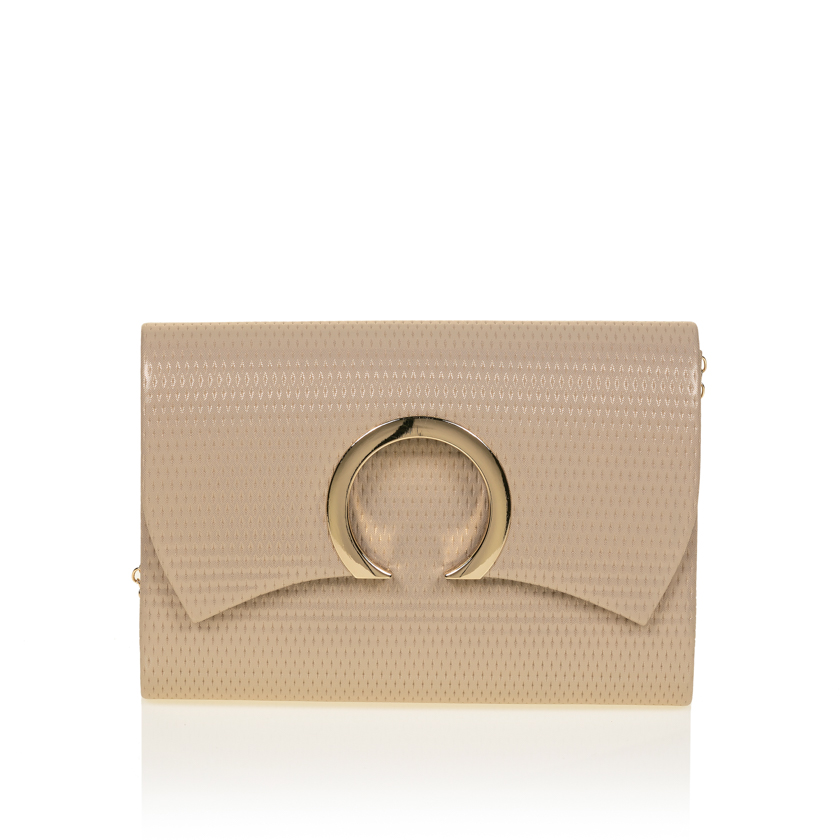 Clutch μπρονζέ δερματίνη με χρυσό μεταλλικό σχέδιο ΜΠΡΟΝΖΕ