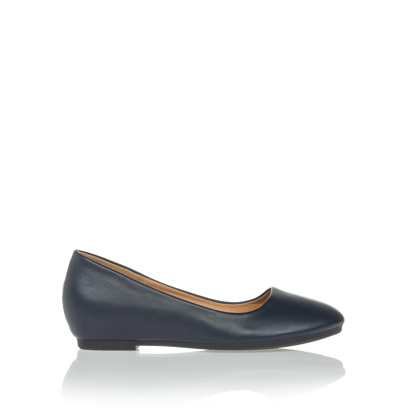 Μπαλαρίνες μπλε δερματίνη με εσωτερικό τακούνι ΜΠΛΕ