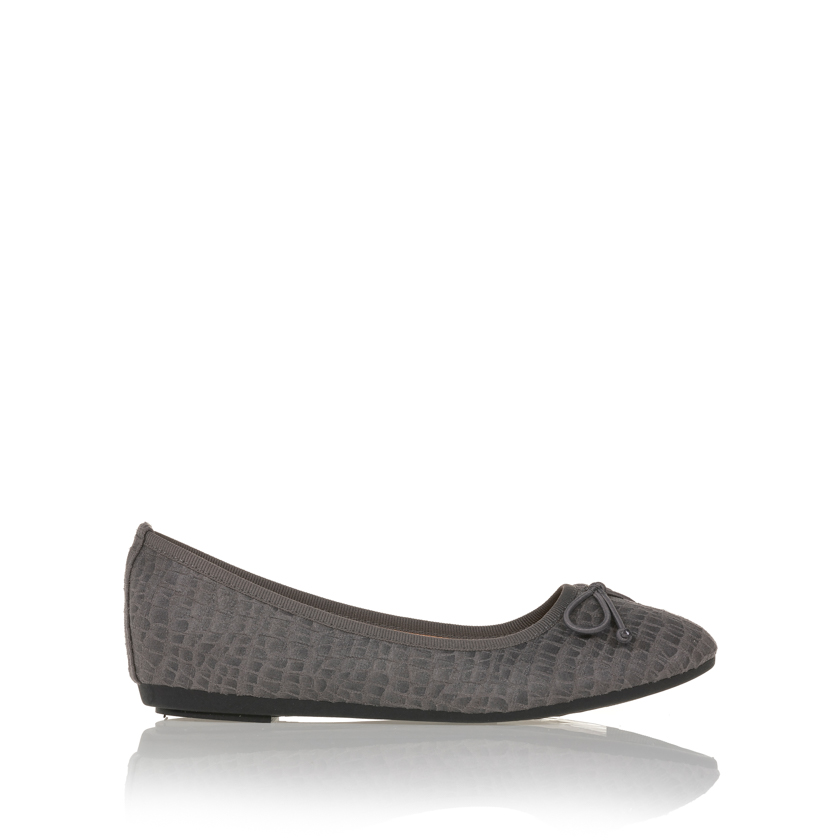 Μπαλαρίνες γκρι σουέτ animal print με φιογκάκι ΓΚΡΙ