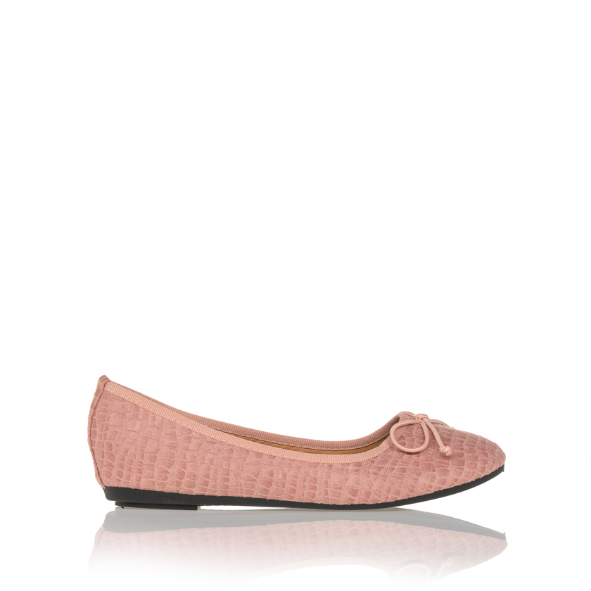 Μπαλαρίνες ροζ σουέτ animal print με φιογκάκι ΡΟΖ