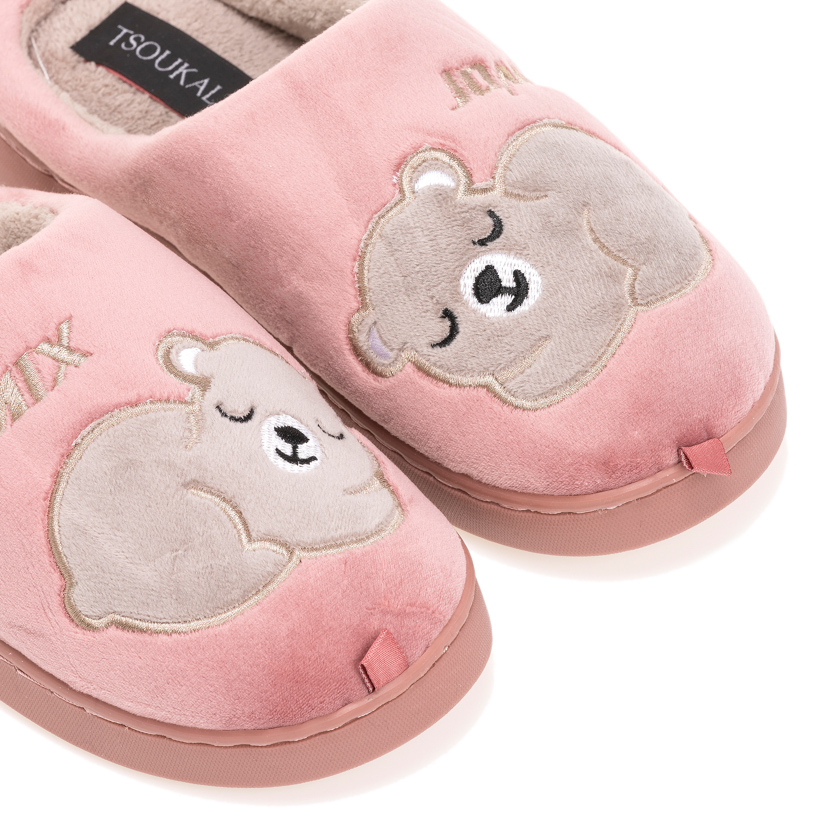 Παντόφλες σάπιο μήλο γούνινες με σχέδιο sleepy bear ΣΑΠΙΟ ΜΗΛΟ