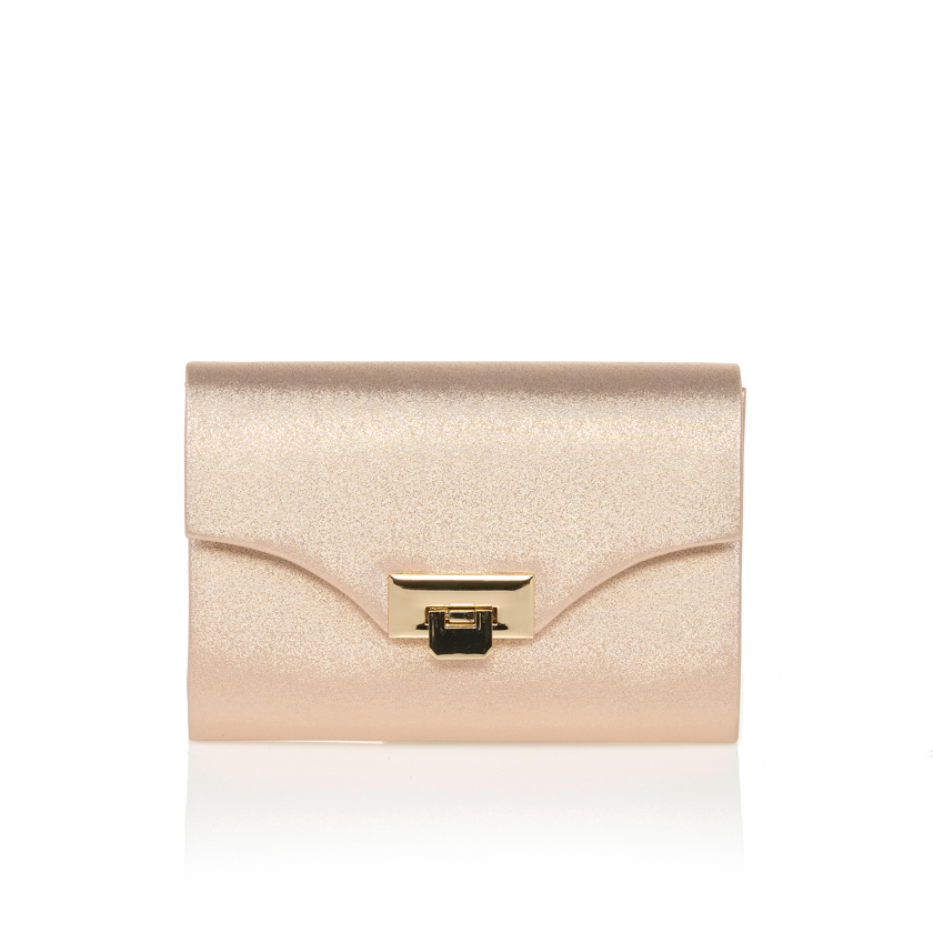 Clutch μπρονζέ υφασμάτινο με χρυσό κούμπωμα ΜΠΡΟΝΖΕ