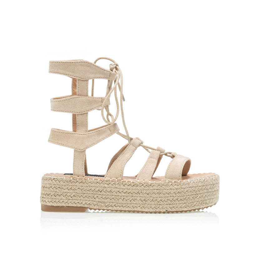 Flatforms μπέζ σουέτ δετά ΜΠΕΖ