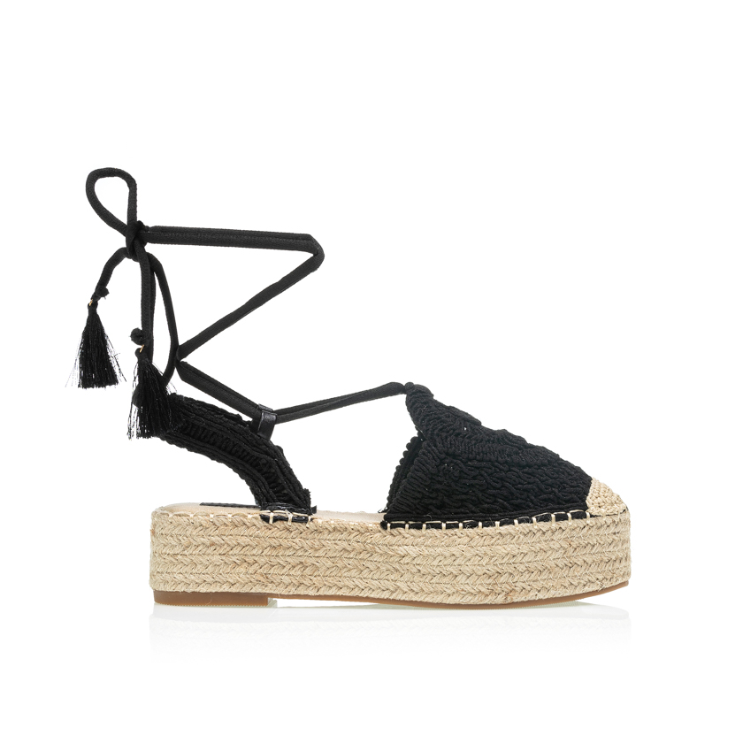 Flatforms μαύρα υφασμάτινα πλεκτά ΜΑΥΡΟ