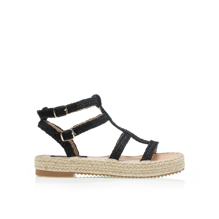 Flatforms μαύρα ψάθινα ΜΑΥΡΟ