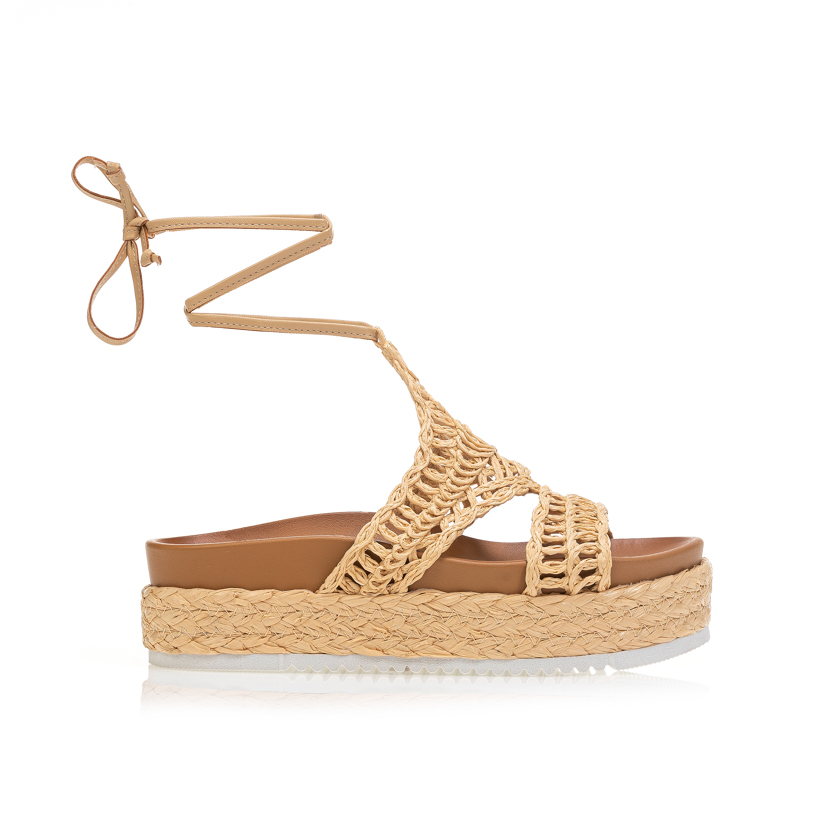Flatforms μπεζ με ψάθινη πλέξη ΜΠΕΖ