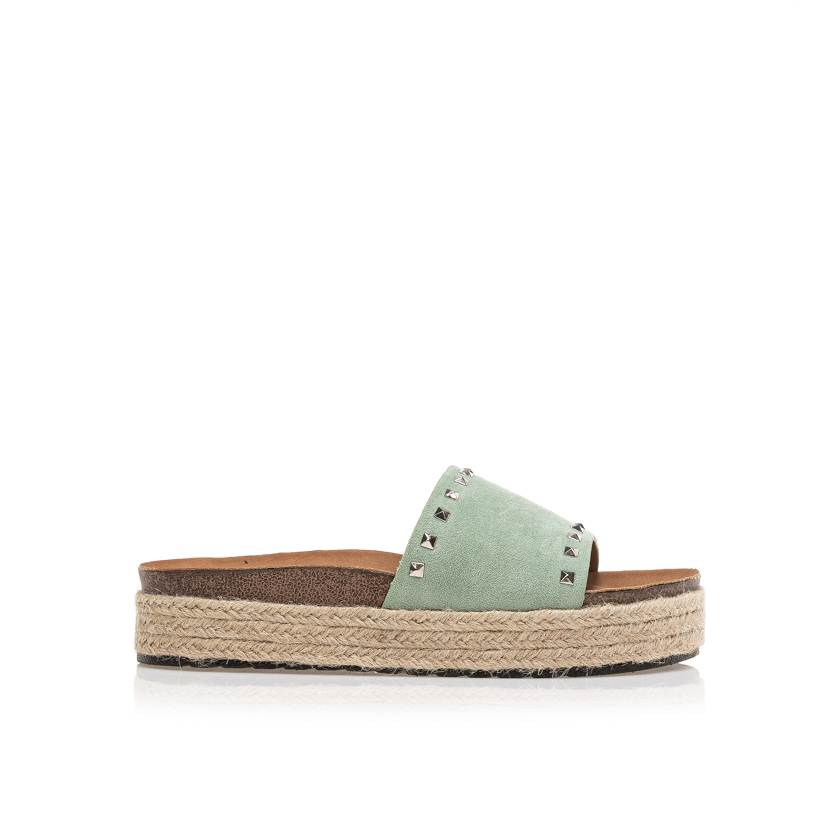 Flatforms πράσινα σουέτ με τρουκς ΠΡΑΣΙΝΟ