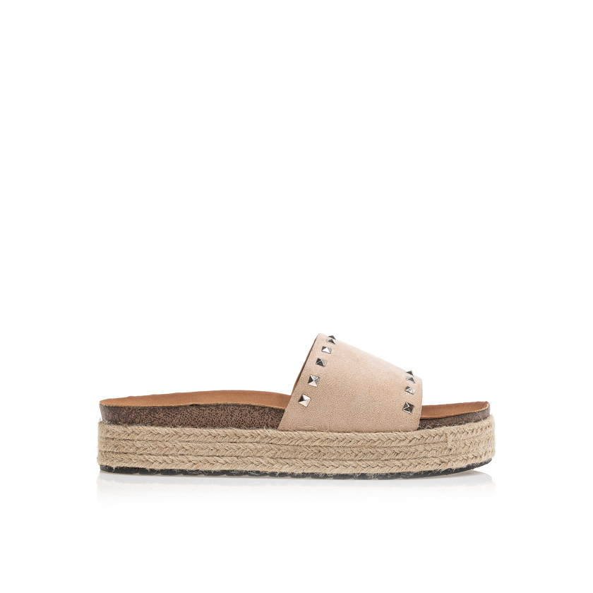 Flatforms μπεζ σουέτ με τρουκς ΜΠΕΖ