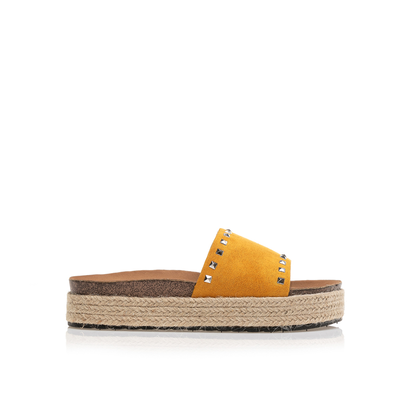 Flatforms κίτρινα σουέτ με τρουκς ΚΙΤΡΙΝΟ