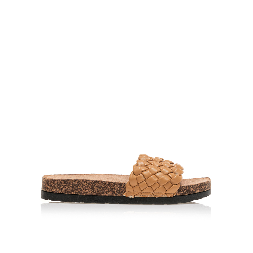 Flatforms κάμελ δερματίνη με σχέδιο πλέξη ΚΑΜΕΛ