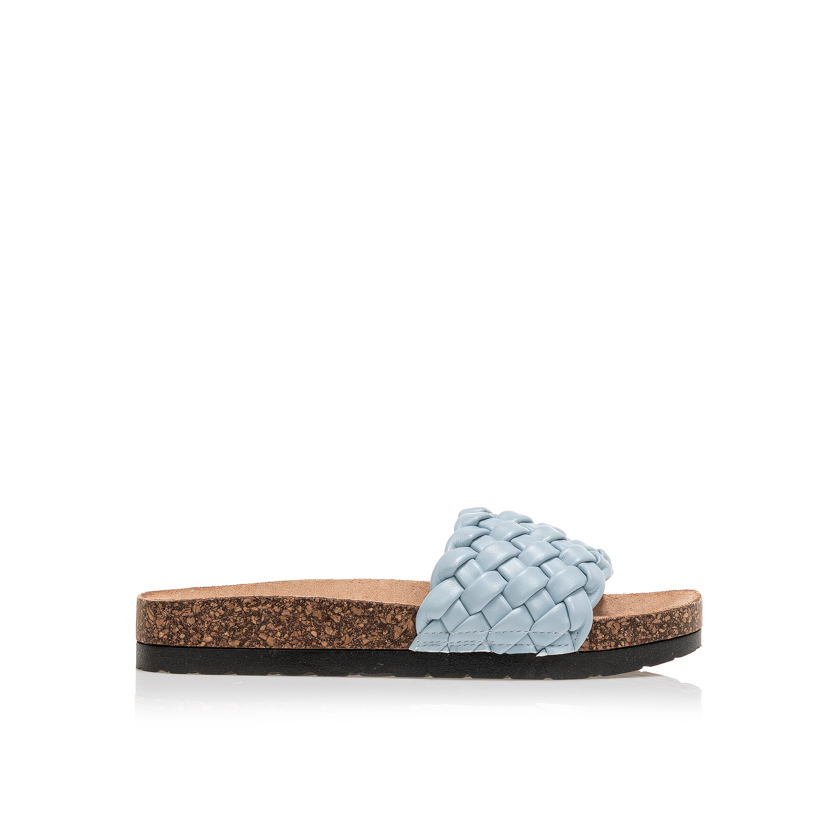 Flatforms γαλάζια δερματίνη με σχέδιο πλέξη ΓΑΛΑΖΙΟ