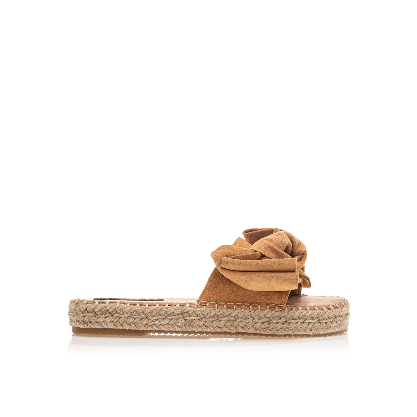 Flatforms κάμελ σουέτ με φιόγκο ΚΑΜΕΛ