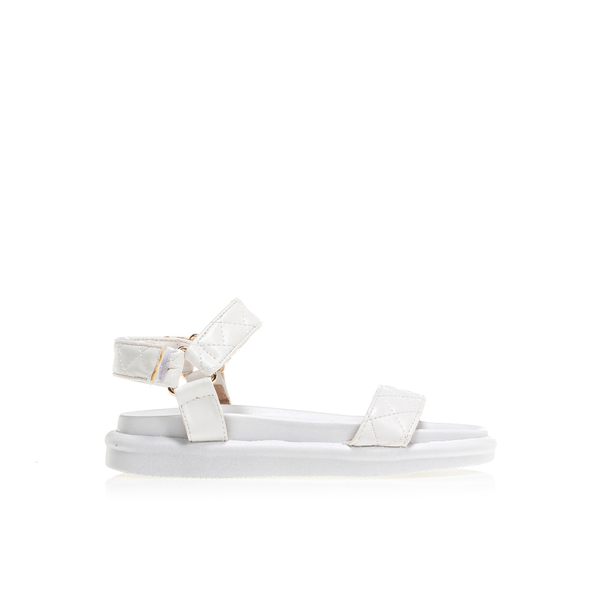 Flatforms λευκά δερματίνη με καπιτονέ σχέδιο ΛΕΥΚΟ