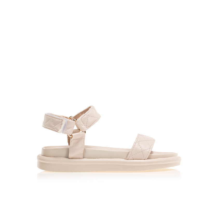 Flatforms μπεζ δερματίνη με καπιτονέ σχέδιο ΜΠΕΖ