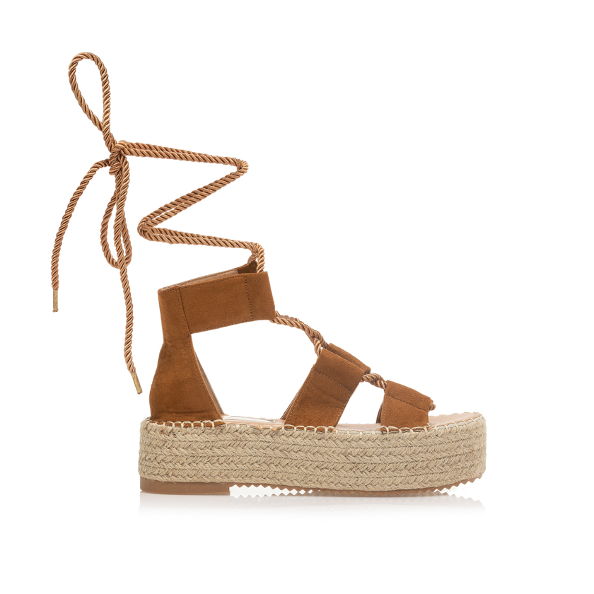Flatforms κάμελ σουέτ με κορδόνια δετά ΚΑΜΕΛ