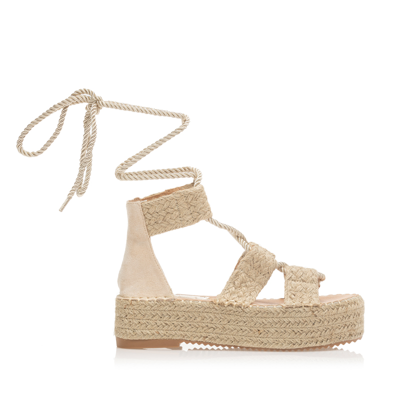 Flatforms μπεζ σουέτ με κορδόνια δετά ΜΠΕΖ