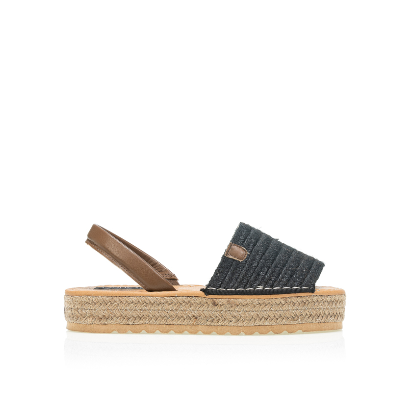 Εσπαντρίγιες flatforms μαύρες ψάθινες ΜΑΥΡΟ