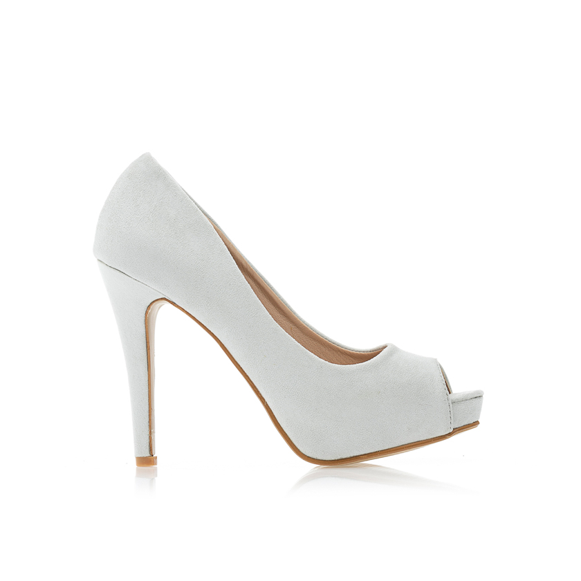 Γόβες γκρι σουέτ με φιάπα peep toe ΓΚΡΙ