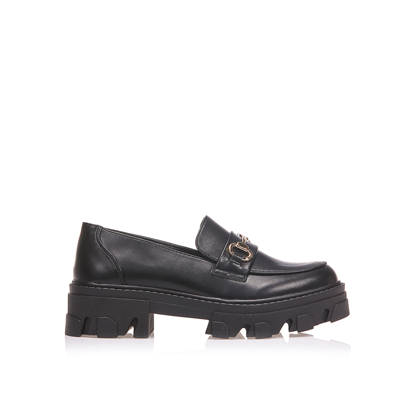 Oxfords μαύρα δερματίνη με αγκράφα ΜΑΥΡΟ