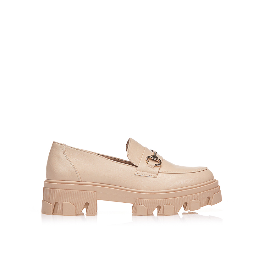 Oxfords μπεζ δερματίνη με αγκράφα ΜΠΕΖ