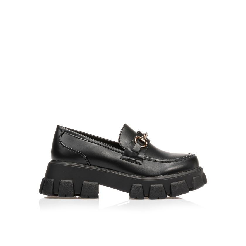 Oxfords μαύρα δερματίνη με χρυσή αγκράφα ΜΑΥΡΟ