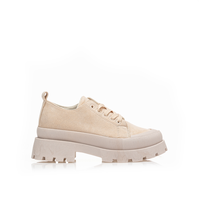 Oxfords μπεζ σουέτ με κορδόνια ΜΠΕΖ