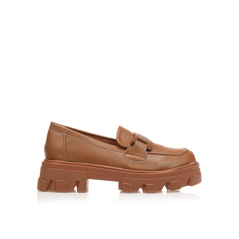 Oxfords κάμελ δερματίνη με μεταλλική λεπτομέρεια ΚΑΜΕΛ