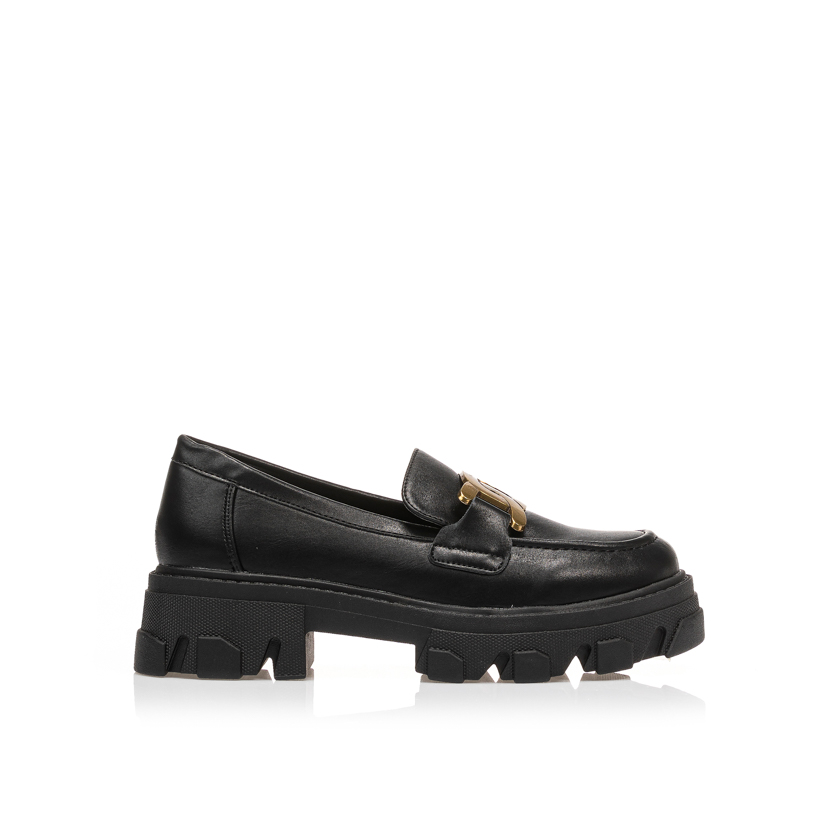 Oxfords μαύρα δερματίνη με μεταλλική λεπτομέρεια ΜΑΥΡΟ