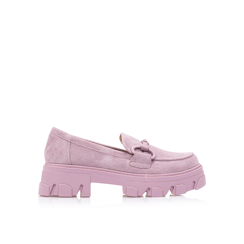 Oxfords λιλά σουέτ με μεταλλική λεπτομέρεια ΛΙΛΑ