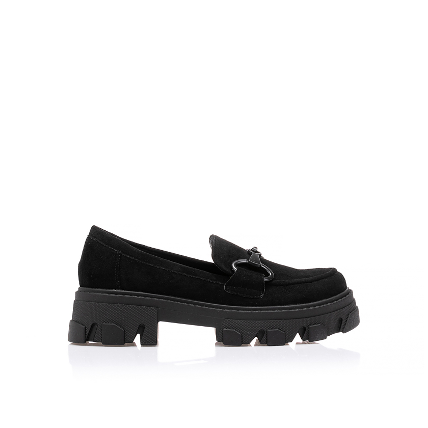 Oxfords μαύρα σουέτ με μεταλλική λεπτομέρεια ΜΑΥΡΟ