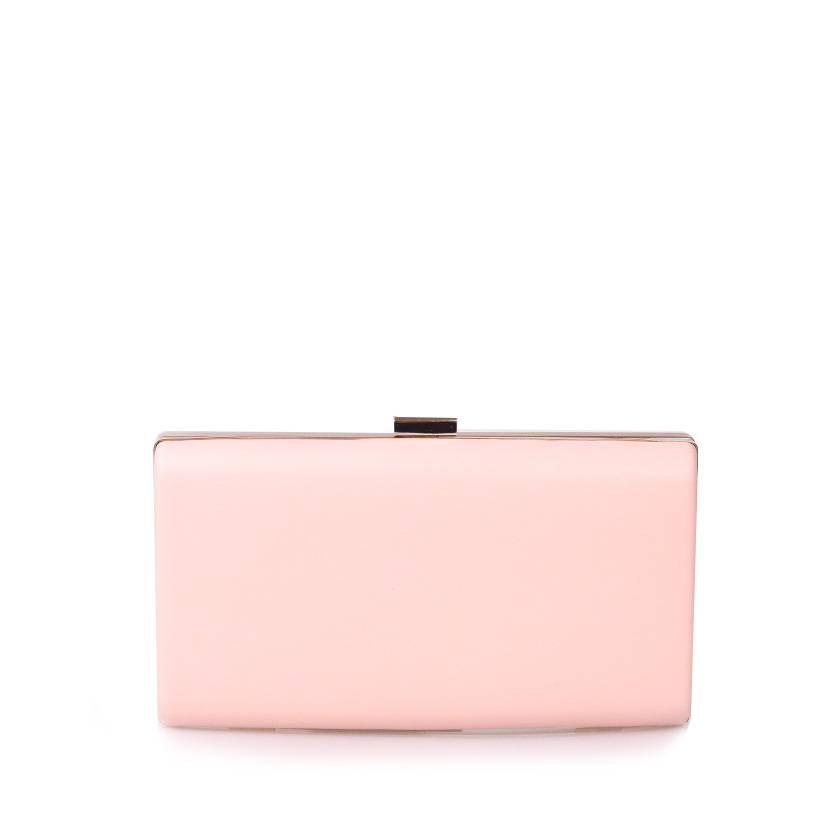 Clutch nude δερματίνη με αλυσίδα και μεταλλικό κούμπωμα NUDE