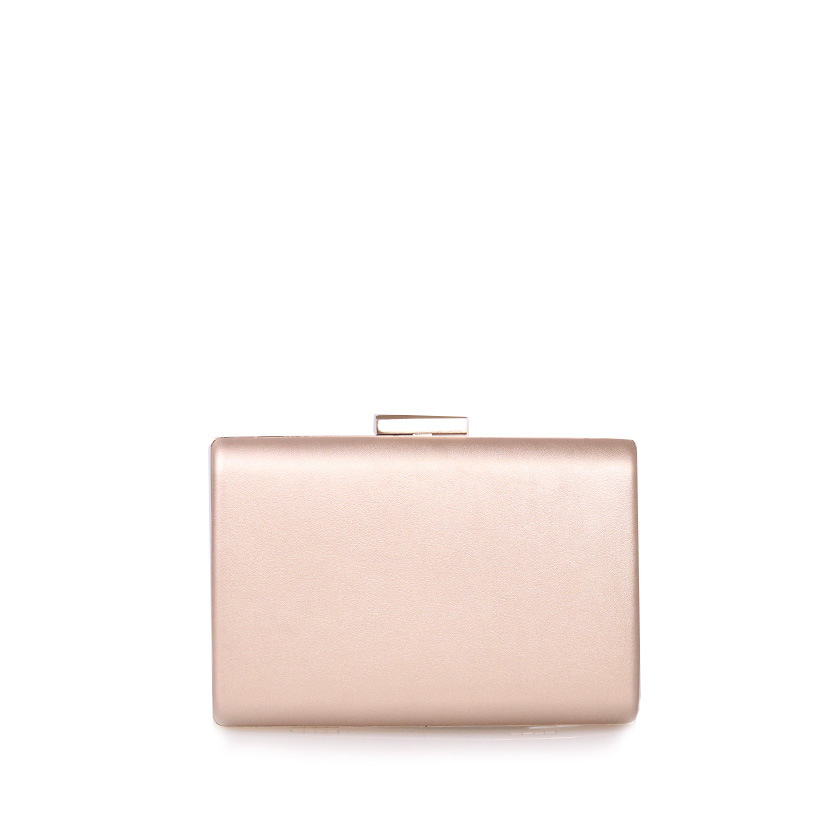 Clutch μπρονζέ δερματίνη με μεταλλική χειρολαβή και κούμπωμα ΜΠΡΟΝΖΕ