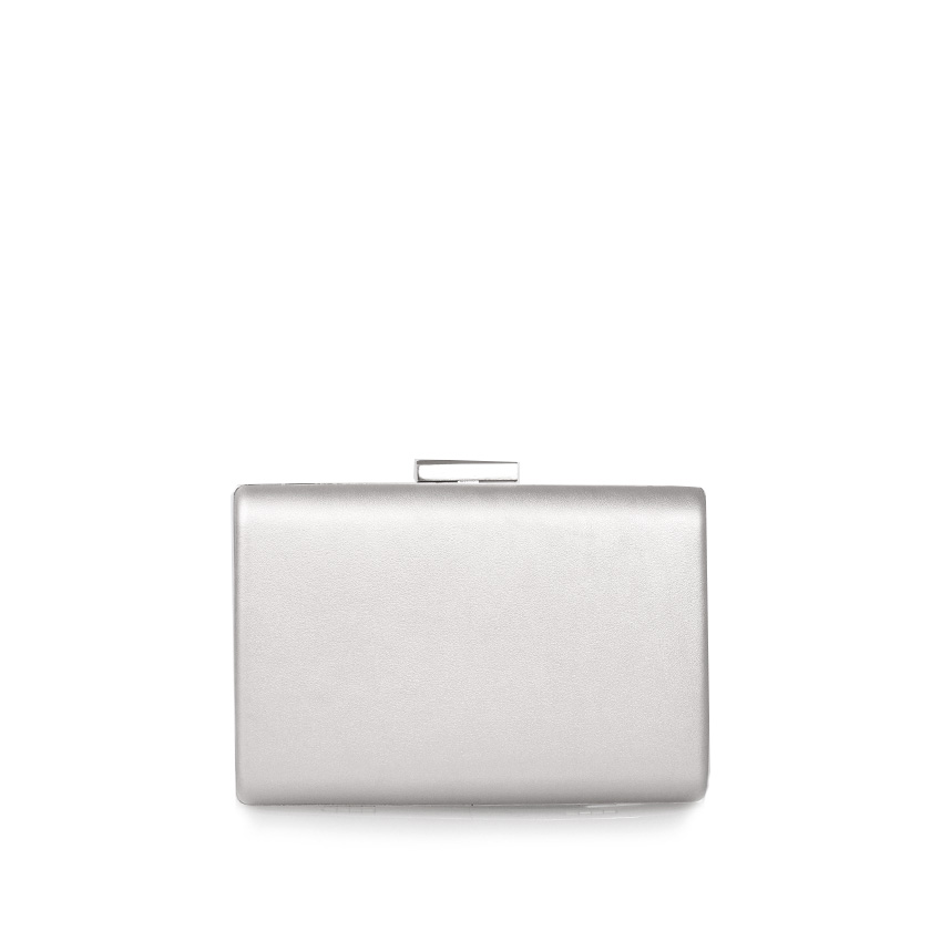 Clutch ασημί δερματίνη με μεταλλική χειρολαβή και κούμπωμα ΑΣΗΜΙ