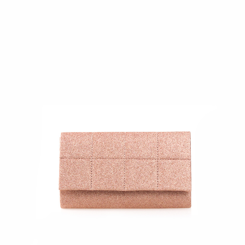 Clutch μπρονζέ υφασμάτινο με γκλίτερ και καπιτονέ σχέδιο ΜΠΡΟΝΖΕ