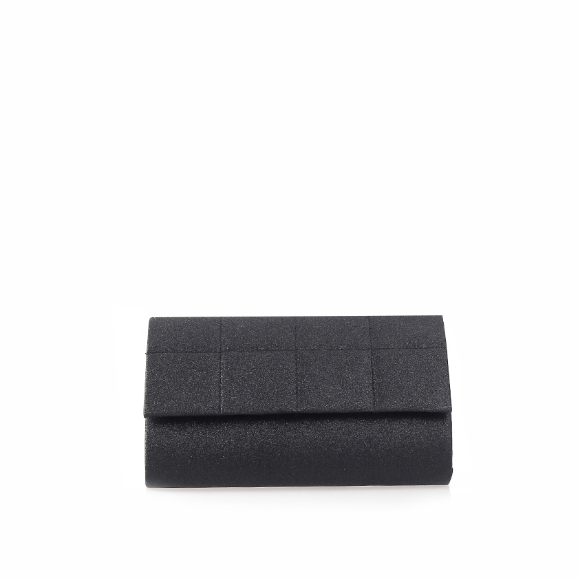 Clutch μαύρο υφασμάτινο με γκλίτερ και καπιτονέ σχέδιο ΜΑΥΡΟ