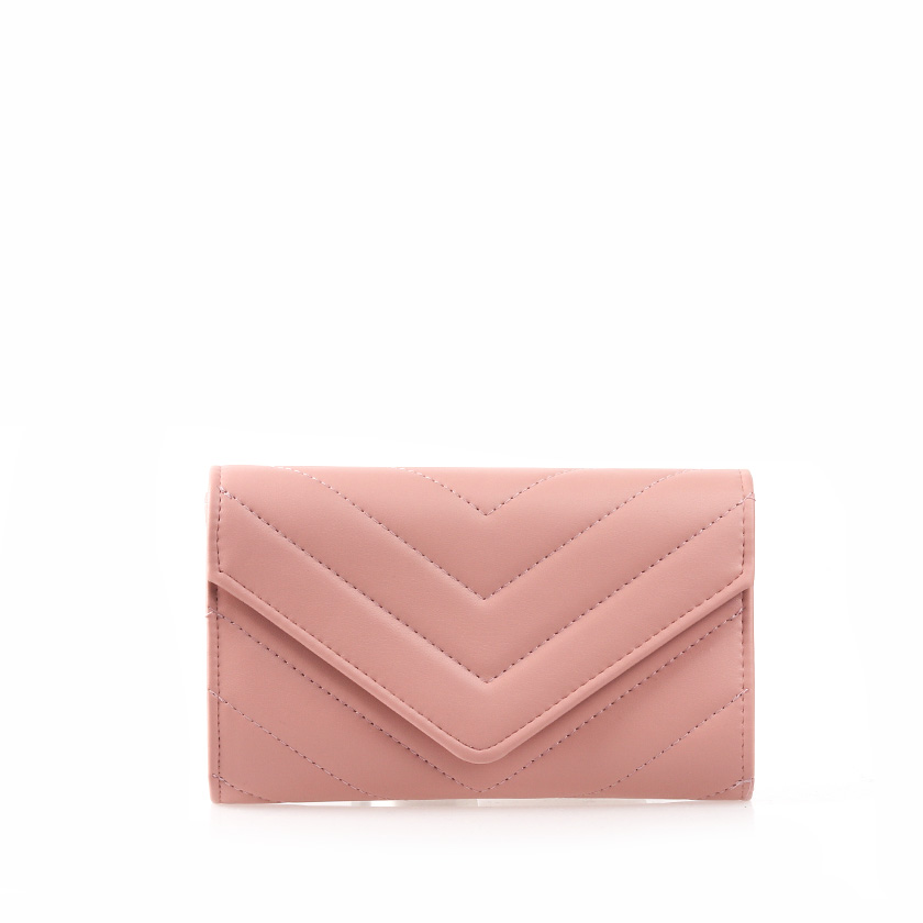 Clutch ροζ δερματίνη μεταλλιζέ με ανάγλυφο σχέδιο V ΡΟΖ