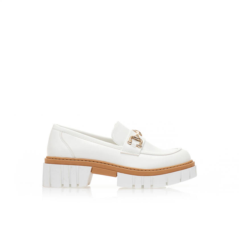 Oxfords λευκά δερματίνη με ιδιαίτερη σόλα και αγκράφα ΛΕΥΚΟ