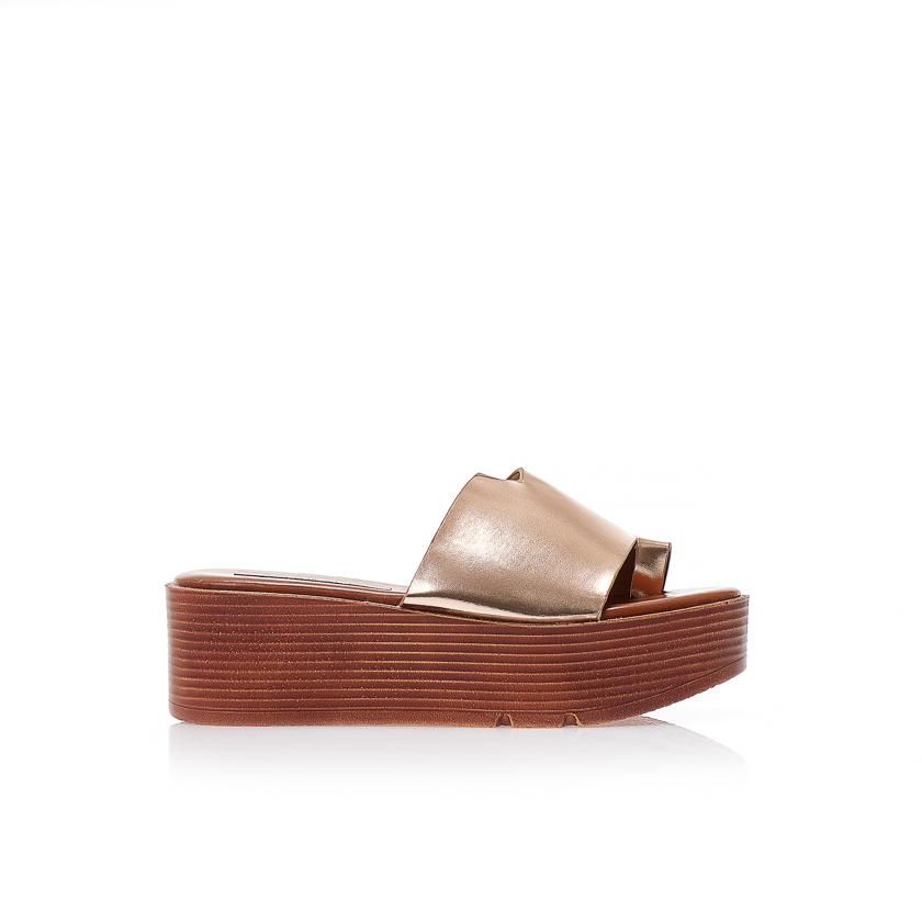 Flatforms μπρονζέ δερματίνη με φαρδιά φάσα ΜΠΡΟΝΖΕ