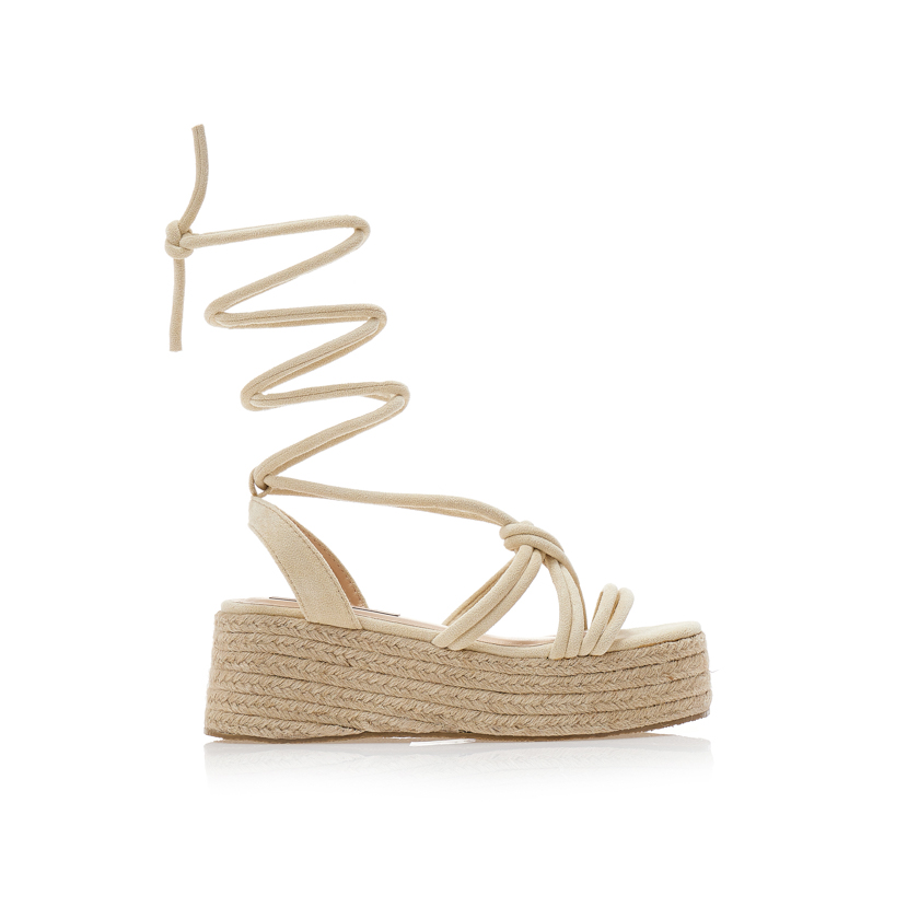 Flatforms μπεζ σουέτ με κορδόνια δετά ΜΠΕΖ