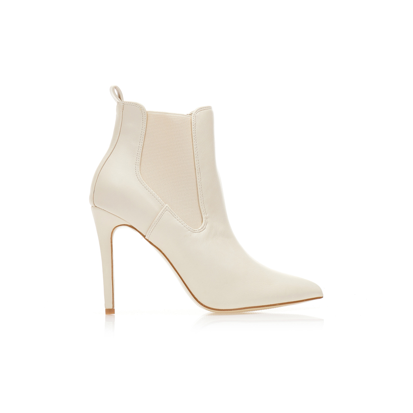 Μποτάκια μπεζ δερματίνη με λάστιχο μυτερά ΜΠΕΖ