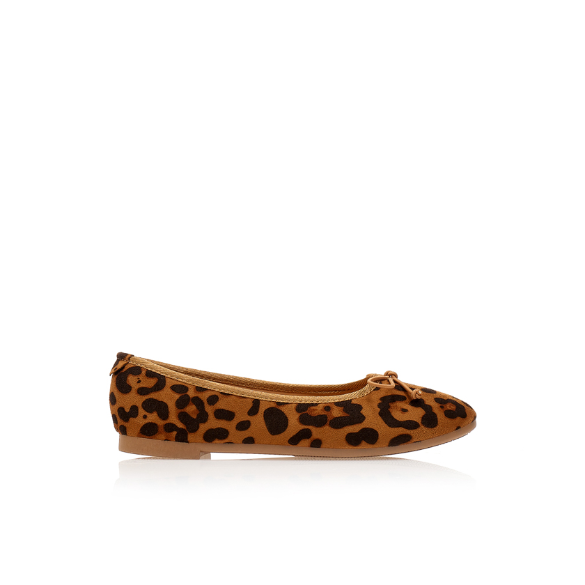 Μπαλαρίνες animal print σουέτ με φιόγκο ΛΕΟΠΑΡ