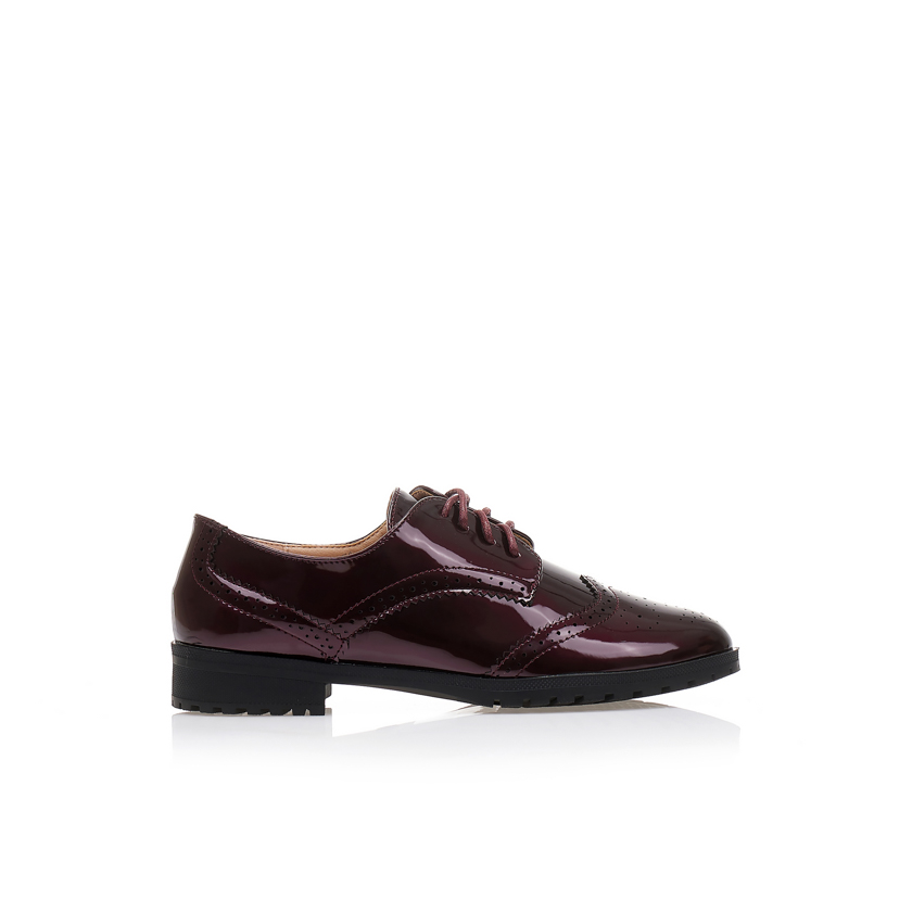 Oxfords μπορντό λουστρίνι με κορδόνια ΜΠΟΡΝΤΟ