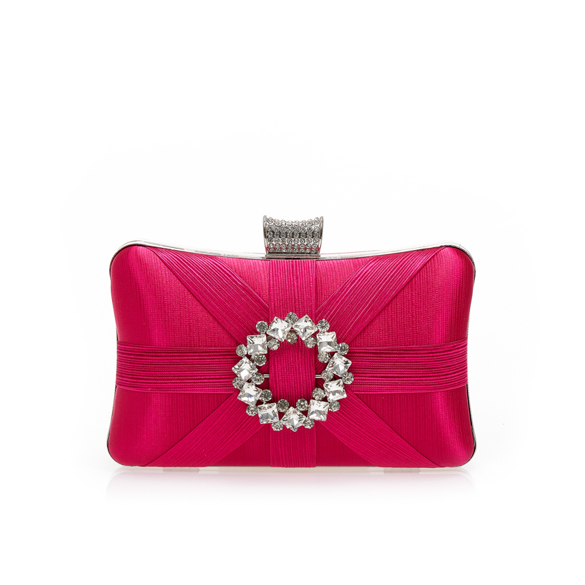 Clutch φούξια υφασμάτινο με αγκράφα και κούμπωμα από στρας ΦΟΥΞΙΑ