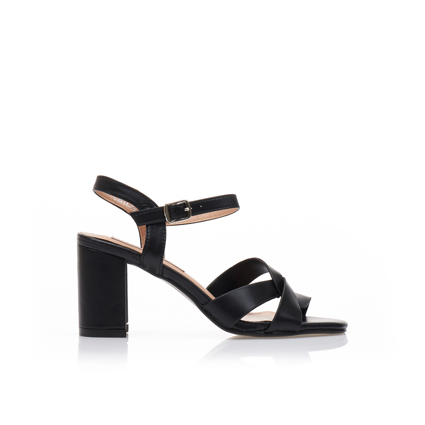 Πέδιλα μαύρα δερματίνη με χιαστί φάσα ΜΑΥΡΟ