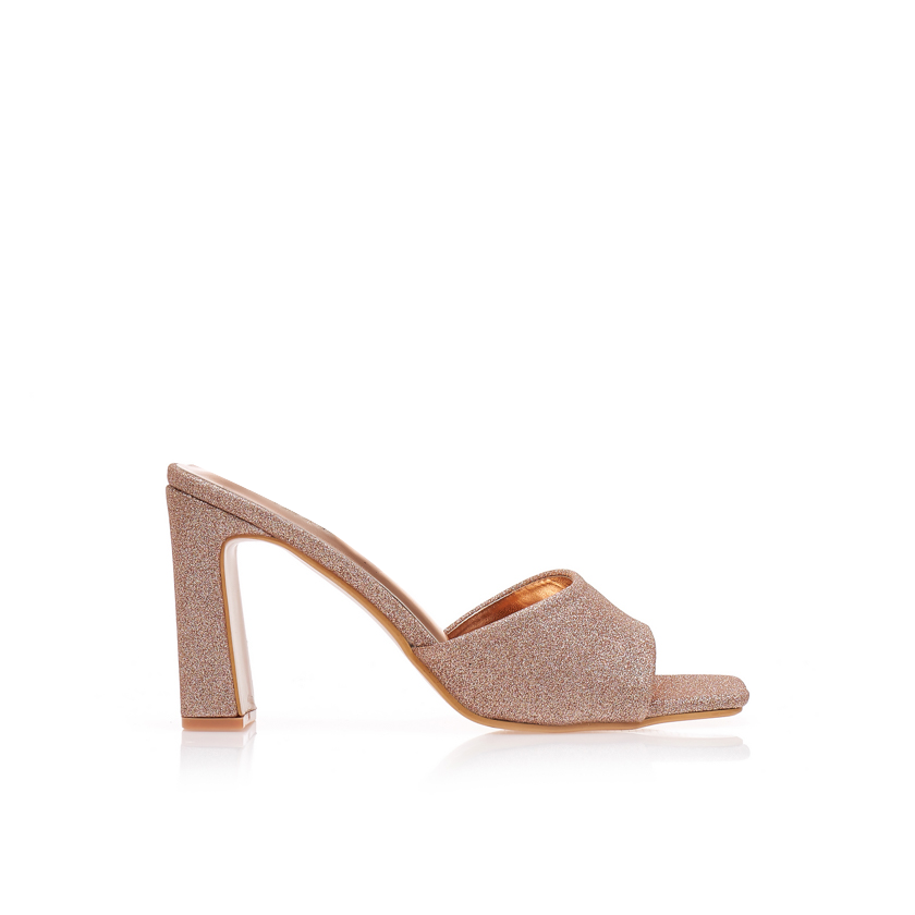 Mules μπρονζέ λούρεξ με ιδιαίτερο τακούνι ΜΠΡΟΝΖΕ