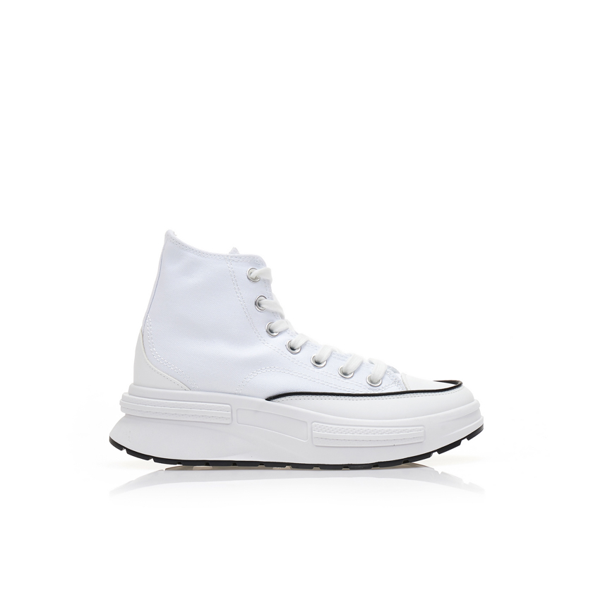 Αθλητικά μποτάκια λευκά υφασμάτινα με κορδόνια ΛΕΥΚΟ