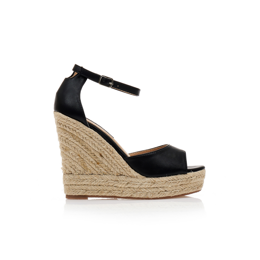 Εσπαντίγιες πλατφόρμες μαύρες δερματίνη ΜΑΥΡΟ