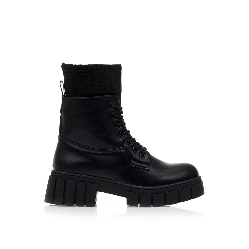 Αρβυλάκια μαύρα δερματίνη με πλεκτή λεπτομέρεια ΜΑΥΡΟ